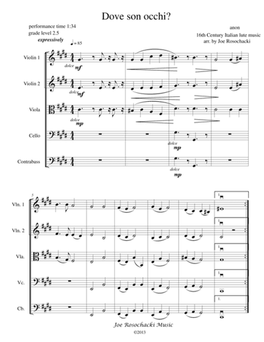 Dove Son Queri Fieri Occhi? (arr. Joe Rosochacki)