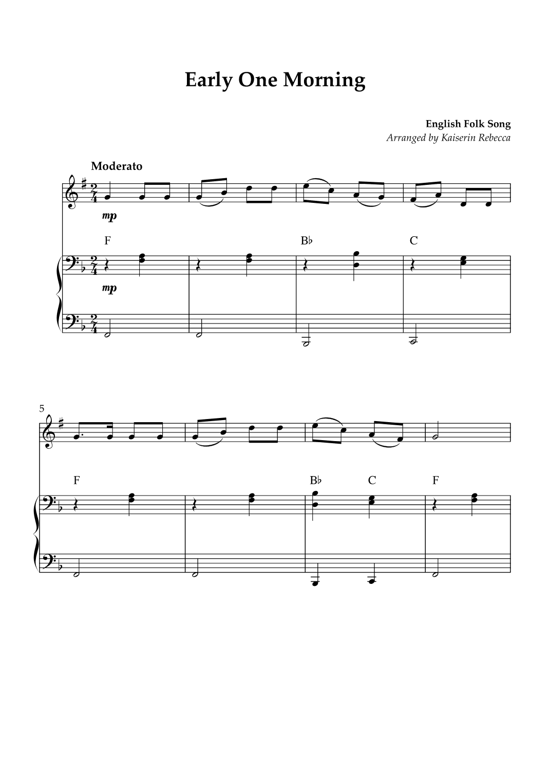 Early One Morning (arr. Kaiserin Rebecca)