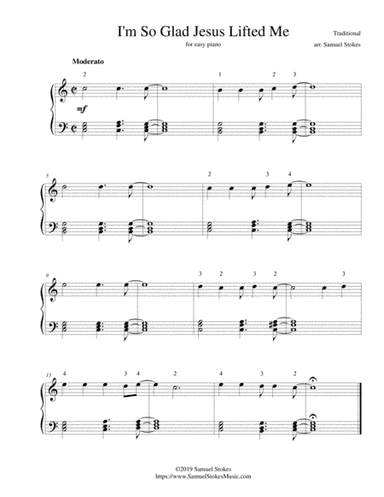 I'm So Glad Jesus Lifted Me - for easy piano (arr. Samuel Stokes)