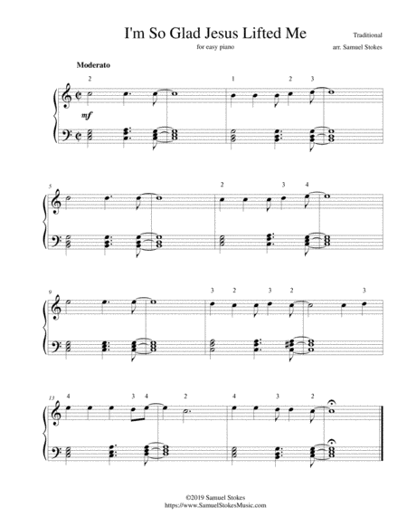 I'm So Glad Jesus Lifted Me - for easy piano (arr. Samuel Stokes)