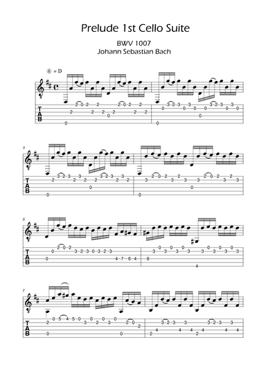 Prelude Cello-Suite No. 1, BWV 1007 (for Guitar) (arr. Ygor Nunes)