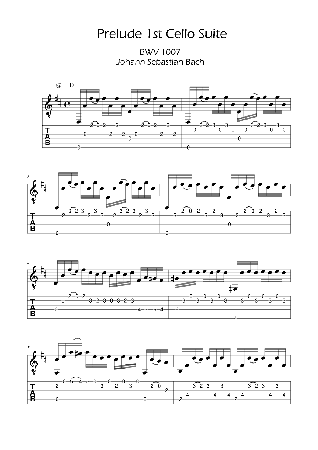 Prelude Cello-Suite No. 1, BWV 1007 (for Guitar) (arr. Ygor Nunes)