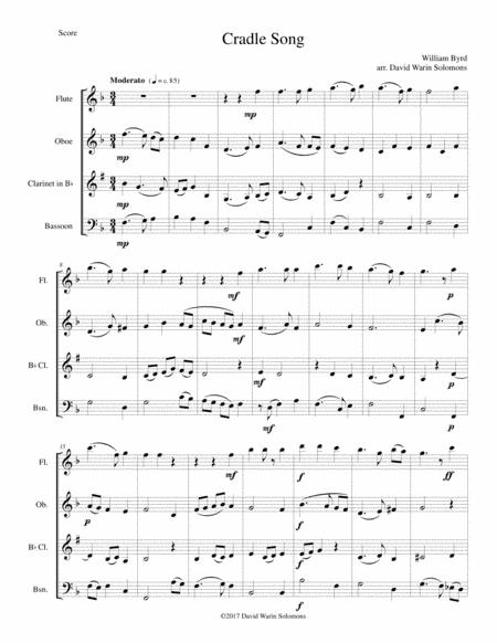 Cradle Song for wind quartet (arr. David Warin Solomons)