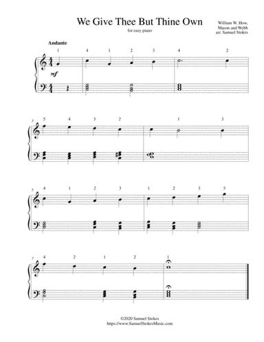 We Give Thee But Thine Own (We Give You But Your Own) - for easy piano (arr. Samuel Stokes)