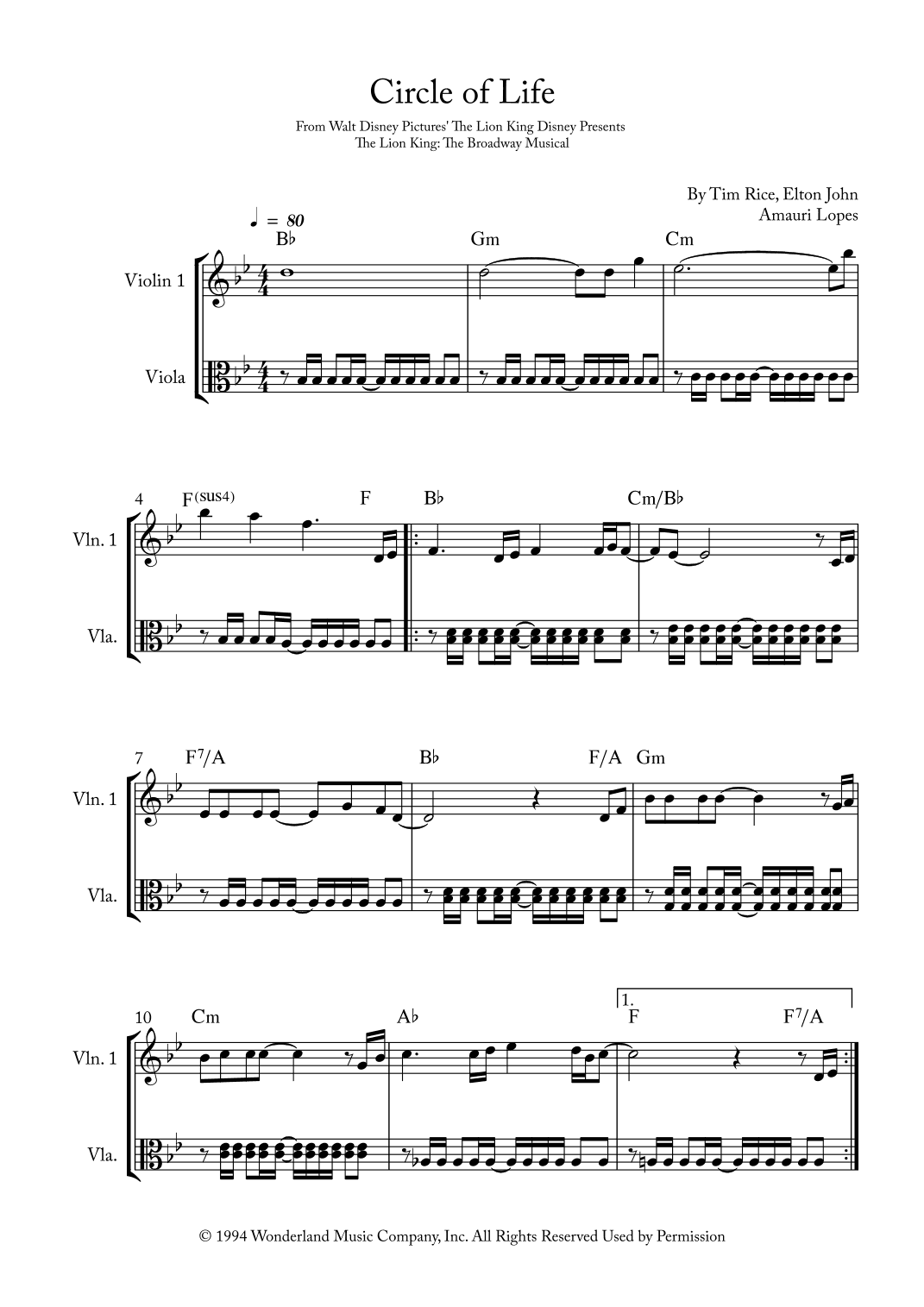 Circle Of Life (arr. Amauri Lopes)