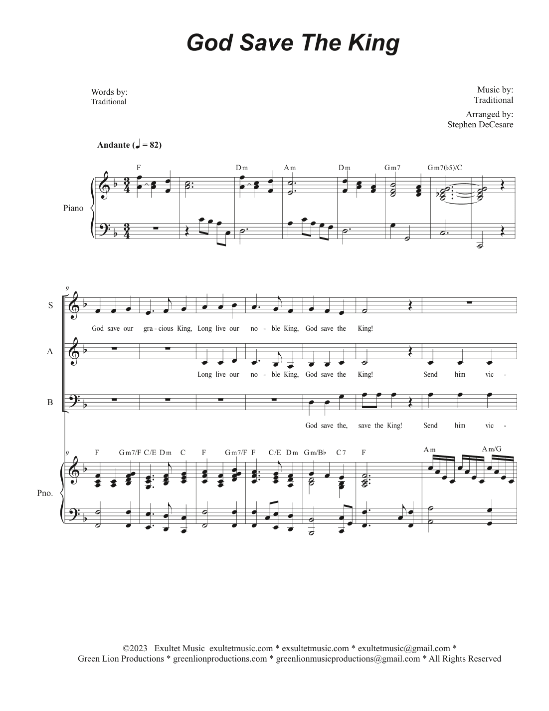 God Save The King (Vocal Trio - (SAB) (arr. Stephen DeCesare)