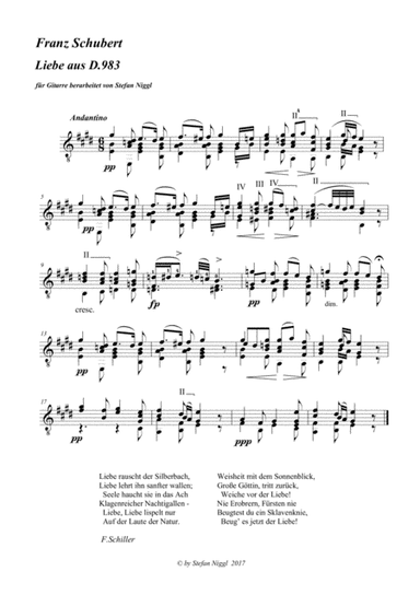"Liebe" from D.983 for Guitar solo (arr. Stefan Niggl)