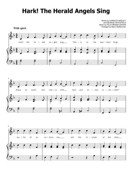Hark! The Herald Angels Sing - Easy Piano (arr. Mario Stallbaumer)