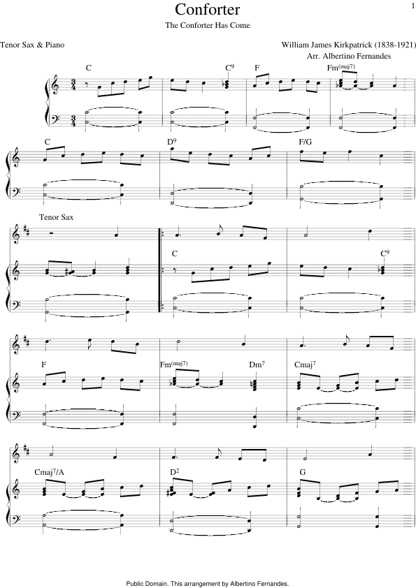 The Conforter Has Come (Tenor Sax & Piano) (arr. Albertino Fernandes)