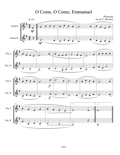 O Come, O Come, Emmanuel (Violin Duet) (arr. B. C. Dockery)
