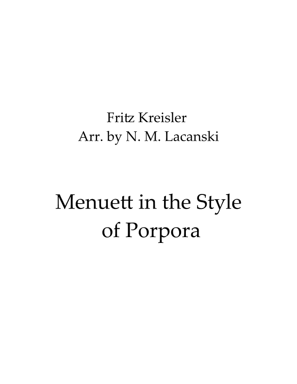 Menuett in the Style of Porpora (arr. Nick M Lacanski)