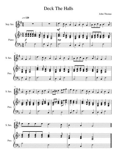 Deck The Halls - Soprano Saxophone and Piano (arr. Kacie J. Rickells)
