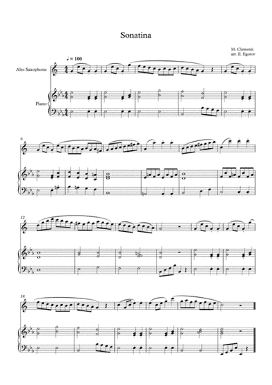 Sonatina (In C Major), Muzio Clementi, For Alto Saxophone & Piano (arr. Eugene Egorov)