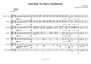 God Rest Ye Merry Gentlemen, arranged for guitar ensemble, easy/intermediate, all parts (arr. Štefan Pintér)