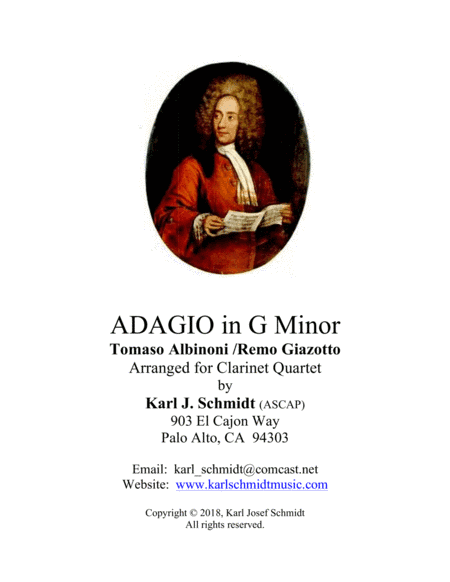 Adagio by Albinoni for Clarinet Quartet (arr. Karl Josef Schmidt)