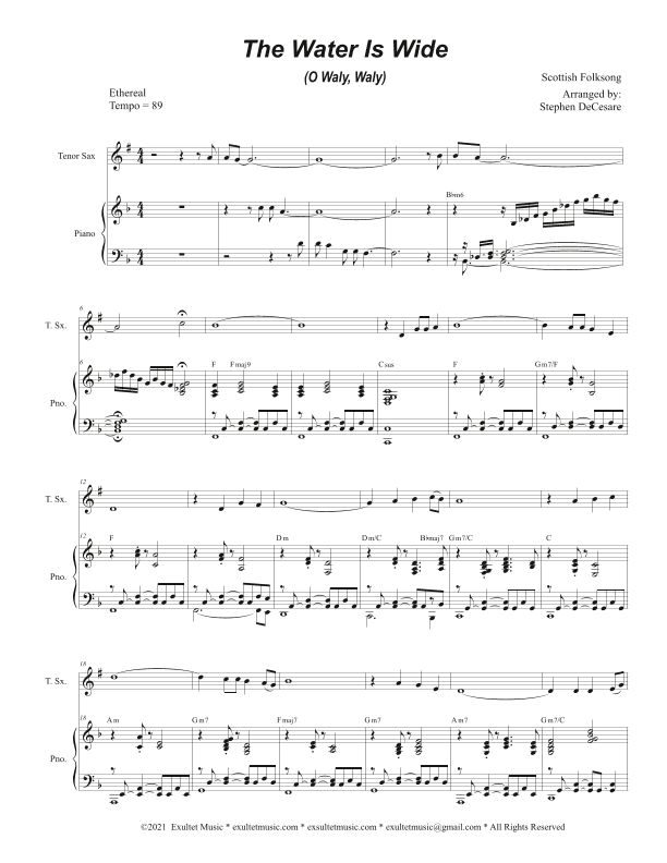 The Water Is Wide (O Waly, Waly) (Tenor Saxophone and Piano) (arr. Stephen DeCesare)