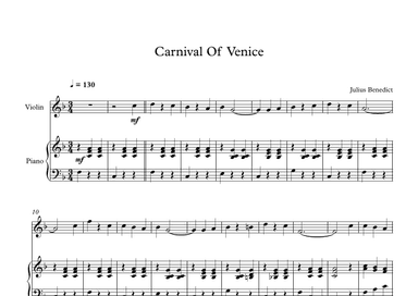 Carnival Of Venice - Julius Benedict (Violin + Piano) (arr. Digital Book Music)