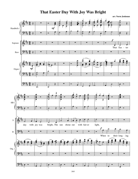 That Easter Day with Joy was Bright (arr. Norm Jonkman)