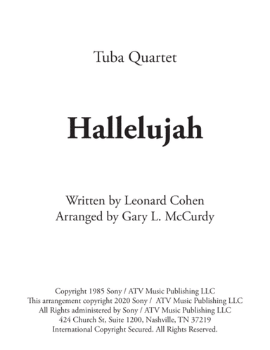 Hallelujah (arr. Gary McCurdy, The Tubador)