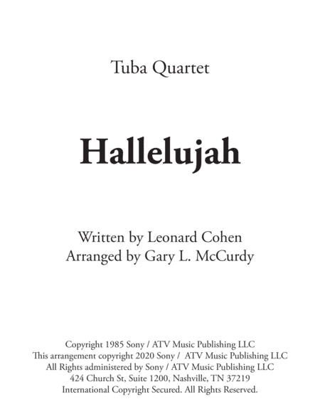 Hallelujah (arr. Gary McCurdy, The Tubador)