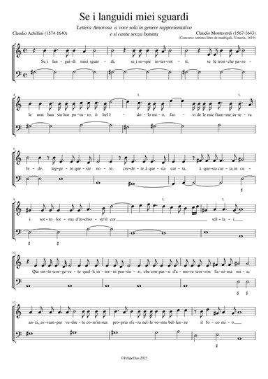Se i languidi miei sguardi (Lettera amorosa) (arr. Early Music Scores)