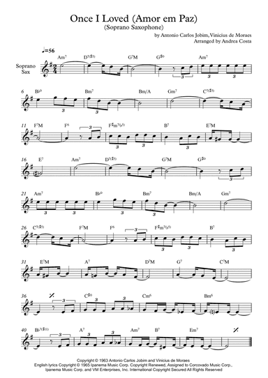 Once I Loved (amor Em Paz) (love In Peace) (arr. Andrea Costa)