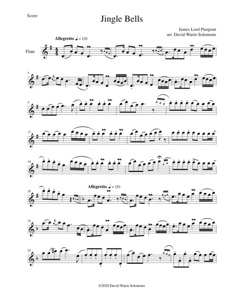 Variations on Jingle Bells for solo flute (arr. David Warin Solomons)