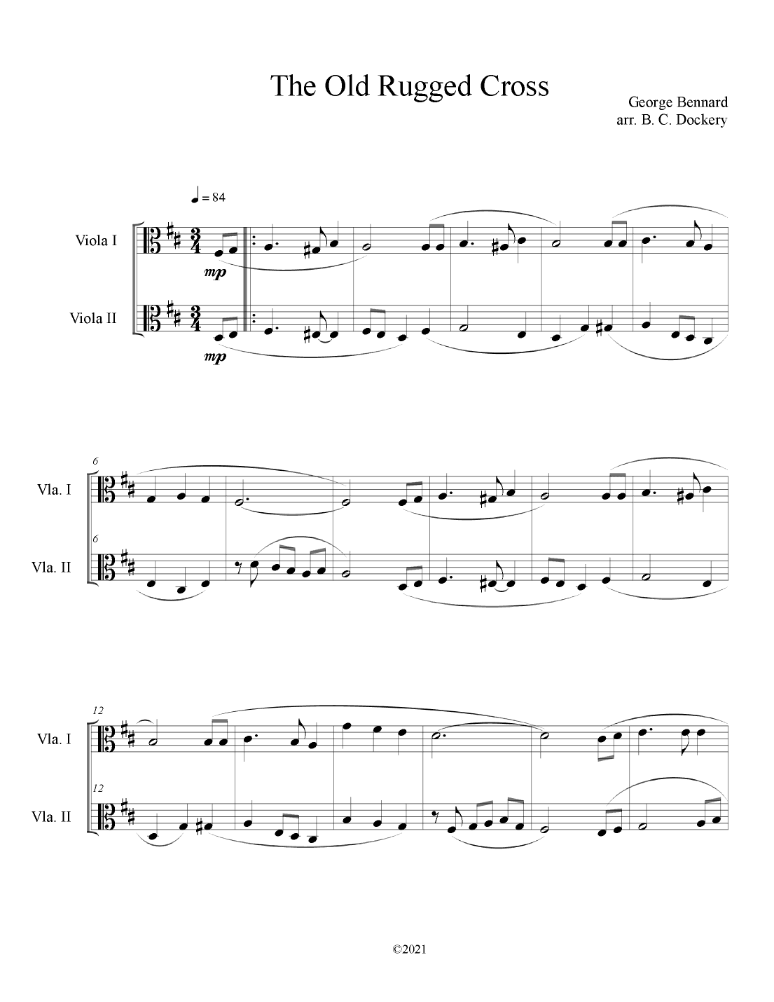 The Old Rugged Cross (Viola Duet) (arr. B. C. Dockery)