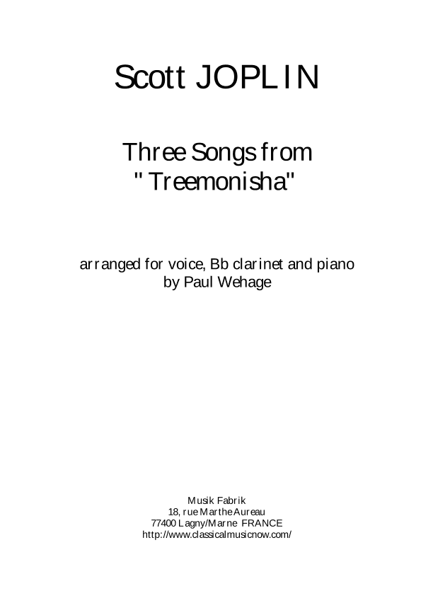 Scott Joplin: Three Songs from "Treemonisha" (arr. Paul Wehage)