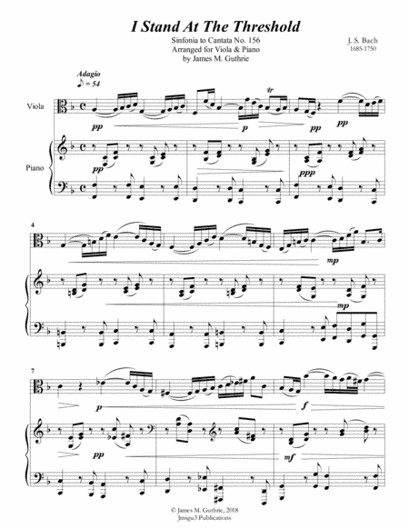 Bach: I Stand At The Threshold for Viola & Piano (arr. James M. Guthrie, ASCAP)
