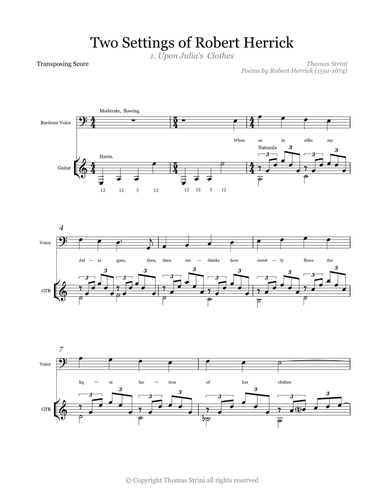Two Settings of Robert Herrick, for baritone voice and classical guitar