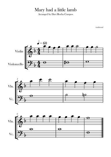 Mary had a little lamb (arr. Davi Rocha Campos)
