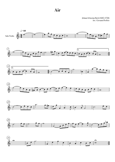 AIR - Bach (Violin - easy) (arr. Giovanni Porfirio)