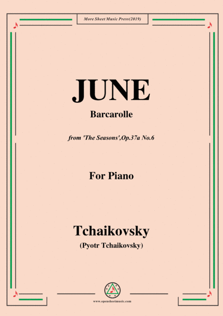 Tchaikovsky-June,Barcarolle,from 'The Seasons',Op.37a No.6,for Piano (arr. MSM)