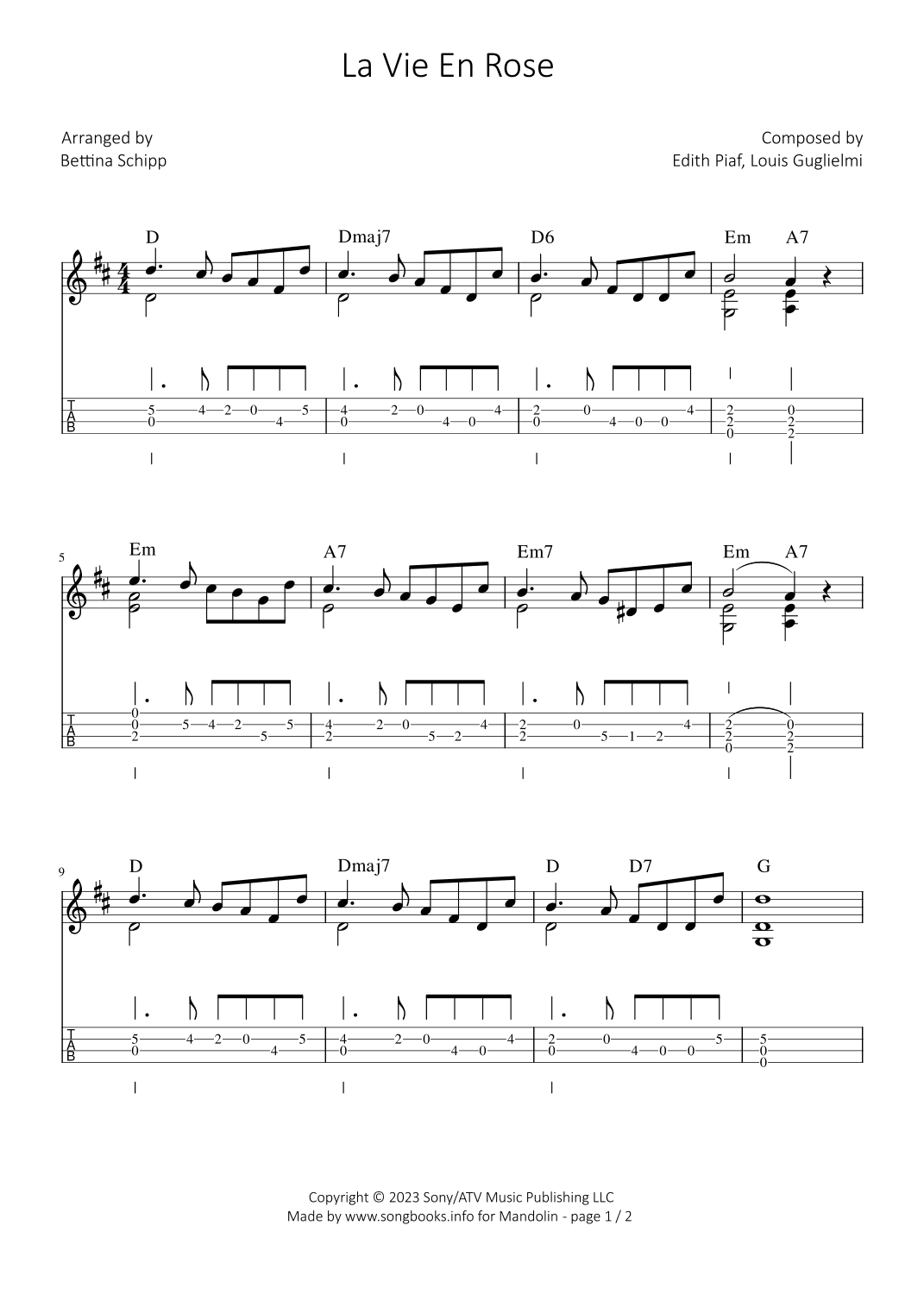 La Vie En Rose (arr. Bettina Schipp)