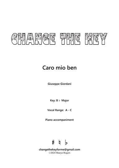 Caro mio ben - Bb Major (arr. Sharyn Rogers)
