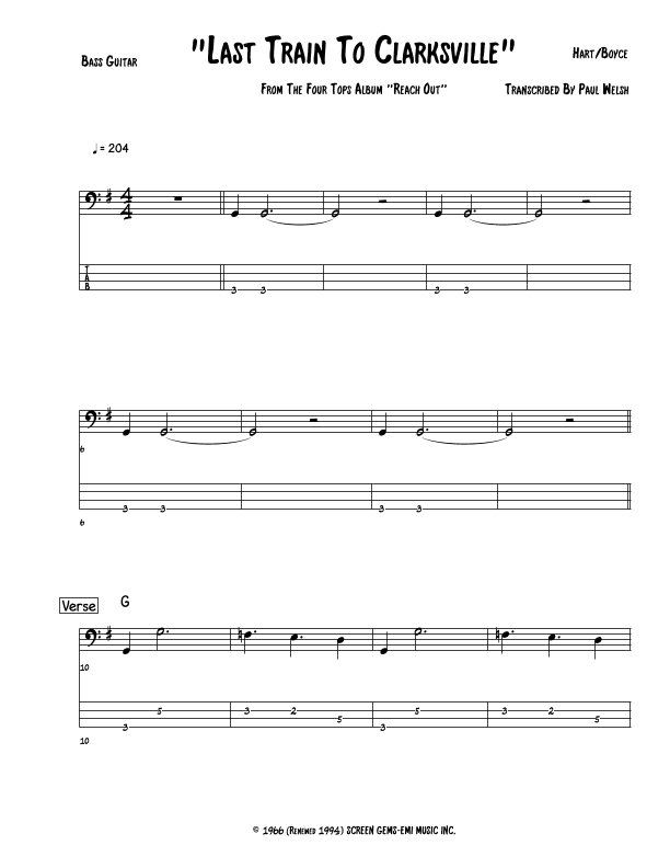 Last Train To Clarksville (arr. Accubass)