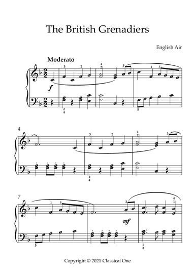 English Air - The British Grenadiers(With Note name) (arr. MPS)
