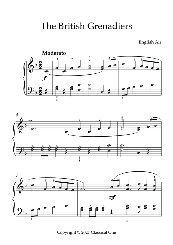 English Air - The British Grenadiers(With Note name) (arr. MPS)