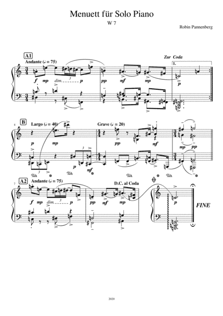 Minuet for Solo Piano, W 7