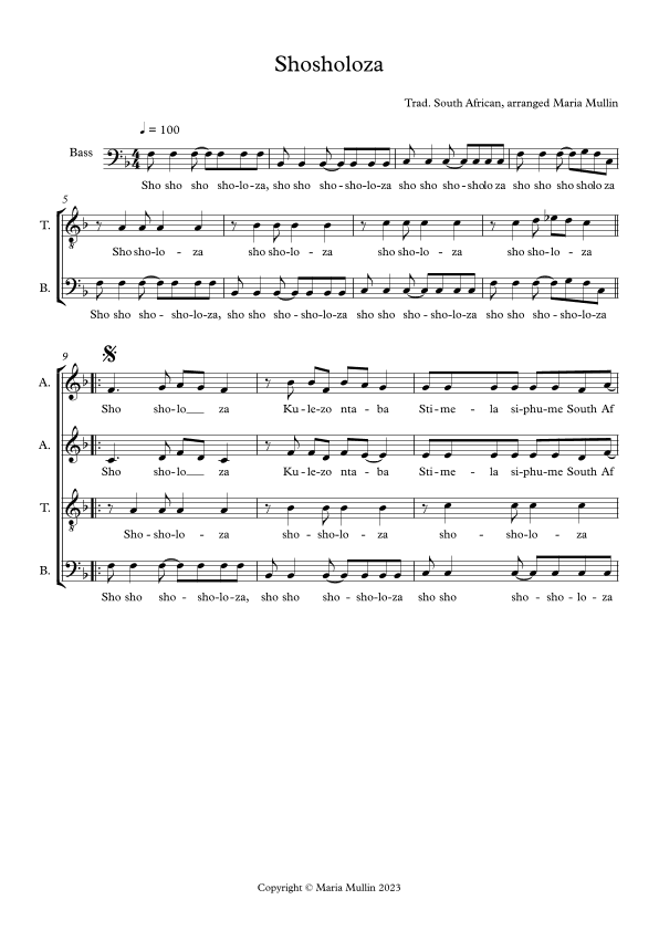 Shosholoza (arr. Maria Mullin)