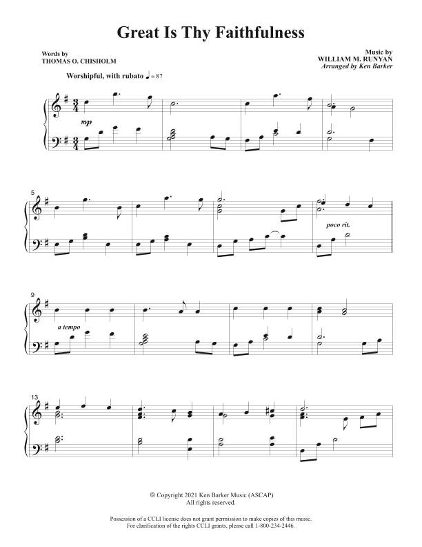 Great Is Thy Faithfulness (arr. Ken Barker)