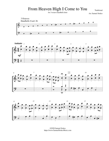 From Heaven High I Come to You (From Heaven Above to Earth I Come) - for 3-octave handbell choir (arr. Samuel Stokes)