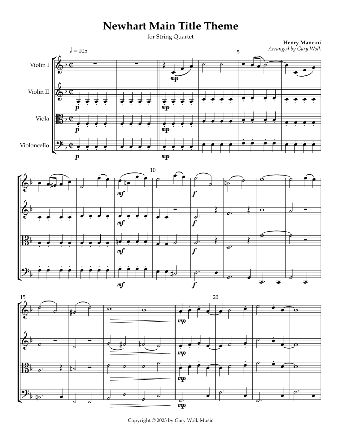 Newhart Main Title Theme (arr. Gary Wolk)