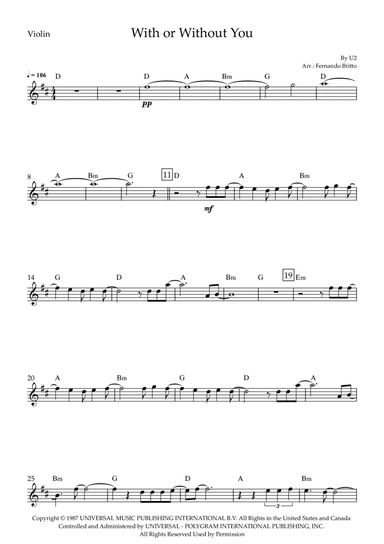 With Or Without You (arr. Fernando Britto)