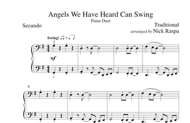 Angels We Have Heard Can Swing (1 piano 4 hands) Secundo (arr. Nick Raspa)