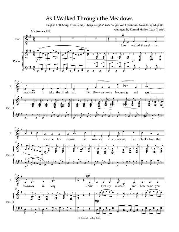 As I Walked Through the Meadows (arr. Konrad Harley)
