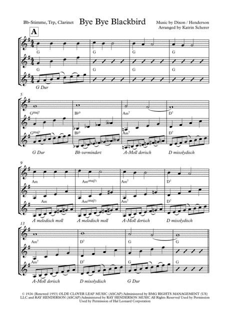 Bye Bye Blackbird (arr. Katrin Scherer)