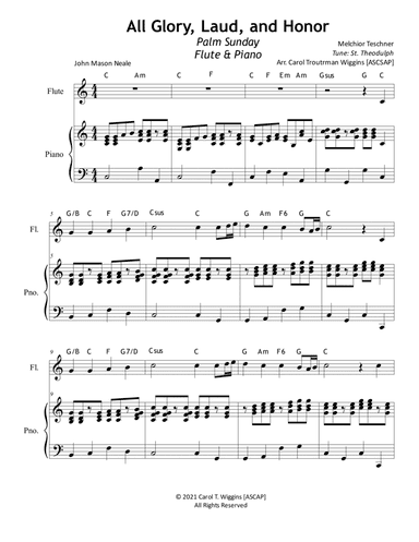 All Glory Laud & Honor (Flute & Piano) (arr. Carol Troutman Wiggins)