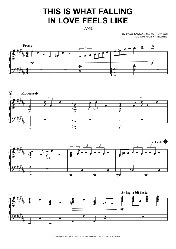 This Is What Falling In Love Feels Like (arr. Mario Stallbaumer)